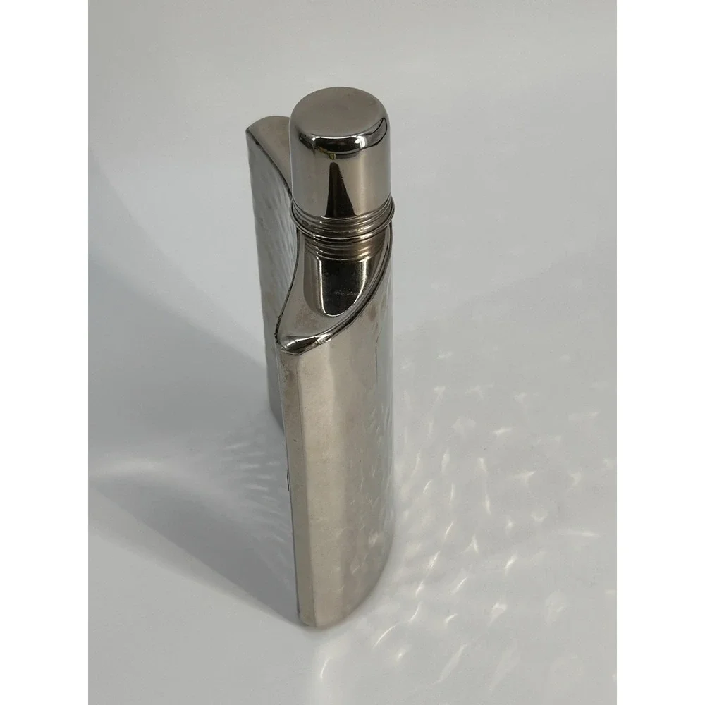 Vintage 1940's Hammered Metal Hip Flask 8 oz Tin‎ Lined Made in West Germany